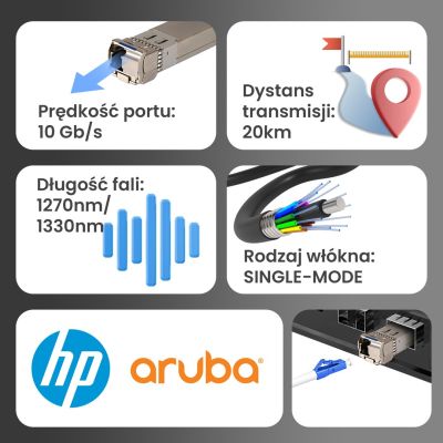 7. Extralink SFP+ 10G | SFP+ WDM module | 10Gbps 1270/1330nm, single mode, 20km, LC, DOM, pair, dedicated for HP/ARUBA