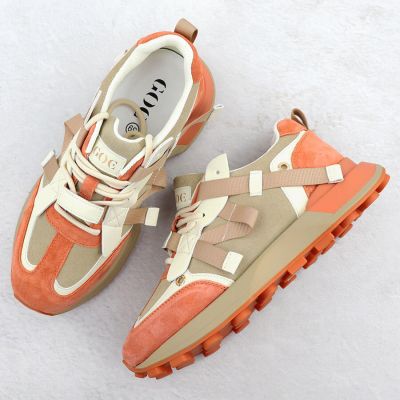 5. Women's beige and orange leather sneakers Goe RR2N4064