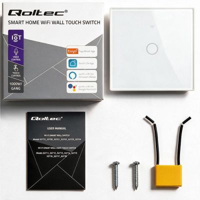 8. QOLTEC LIGHT ON/OFF SWITCH | TOUCH 1-CHANNEL | WI-FI | TIMER | TUYA | WHITE