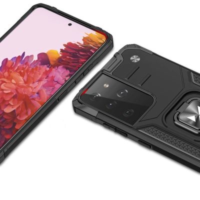 2. Wozinsky Ring Armor tough hybrid case cover + magnetic holder for Samsung Galaxy S22 Ultra red