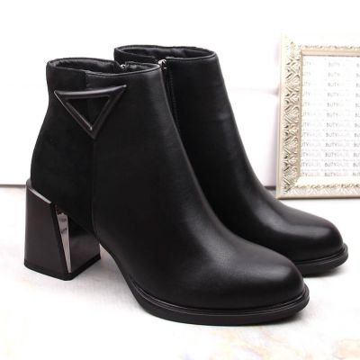 11. D&A S.Barski Premium Collection W OLI238 black insulated ankle boots with decorative heel