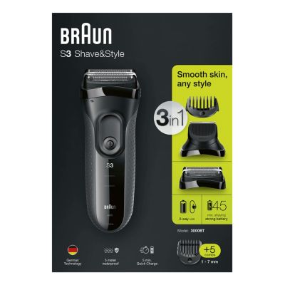 5. Braun 3000BT Battery 5 7mm Wet & Dry Black, Gray