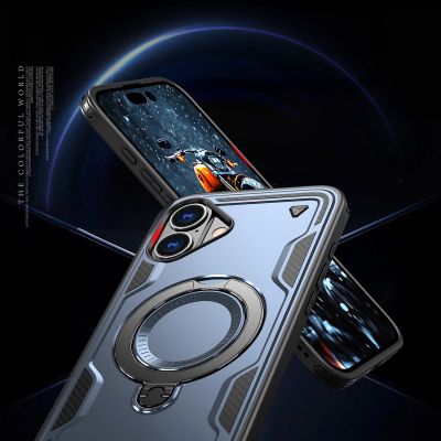 6. Hybrid Armor Trendy Case with MagSafe for iPhone 16 - Blue