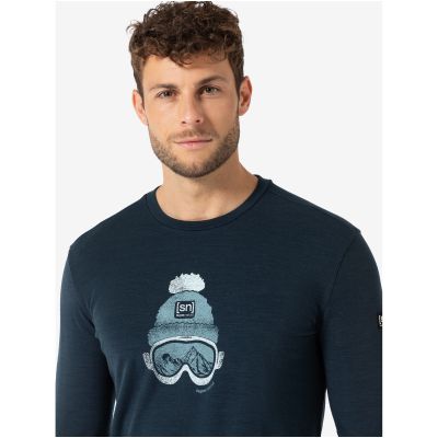 2. Men’s SUPER.NATURAL M Gogeanie Brush LS Long-Sleeve Shirt, Navy Blue