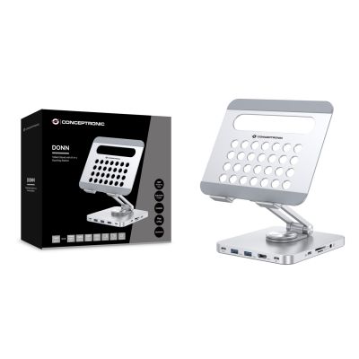5. CONCEPTRONIC Tablet Holder with 8-in-1 Docking Station Silver