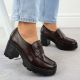 6. Women's loafers on a block heel, brown, Potocki SZ12700