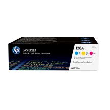 HP 128A 3-Pack Original LaserJet Toner Cartridges: Cyan/Magenta/Yellow