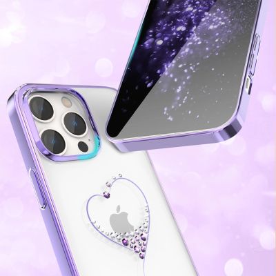 6. Silicone case with Swarovski crystals Kingxbar Wish Series for iPhone 14 Plus - purple