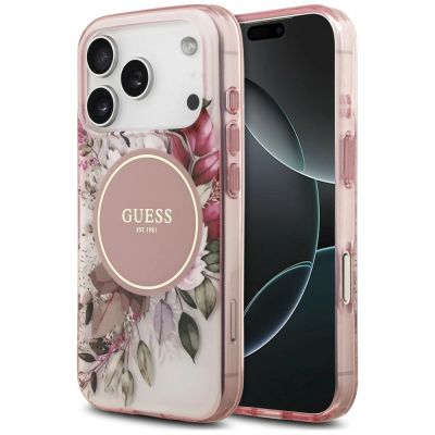 Guess IML Flower & Tonal Circle MagSafe Case for iPhone 18 Pro Max / 17 Pro Max – Pink