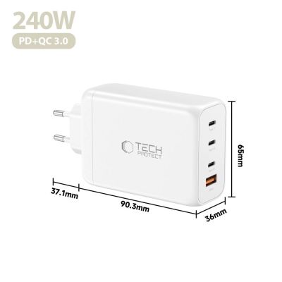 5. Tech-Protect NC240W-GaN 4-Port 240W Wall Charger - White