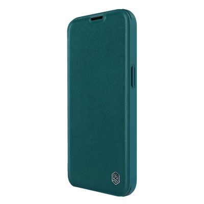 6. Nillkin Qin Leather Pro Case iPhone 14 Plus Camera Cover Holster Cover Flip Case Green
