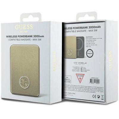 5. Guess MagSafe 4G Strassed Metal Logo induction power bank 5W 3000mAh - gold