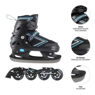 8. NILS EXTREME NH11912 A 2IN1 ROLLER SKATES BLACK-BLUE SIZE S (31-34) WITH REPLACEABLE HOCKEY BLADE