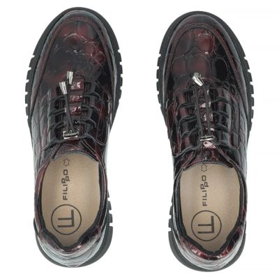 5. Women's leather half-notes on a wedge, lacquered crocodile burgundy Filippo DP8102