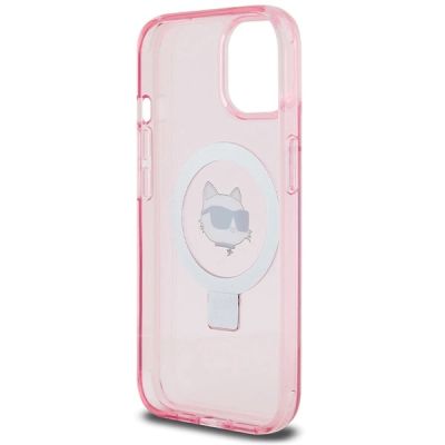 7. Karl Lagerfeld KLHMP15SHMRSCHP iPhone 15 6.1" pink/pink hardcase Ring Stand Choupette Head MagSafe