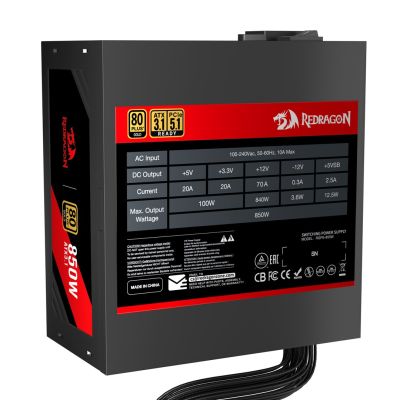 4. REDRAGON GC-PS007-SE 850W 80 Plus Gold ATX 3.1 Power Supply Module Black