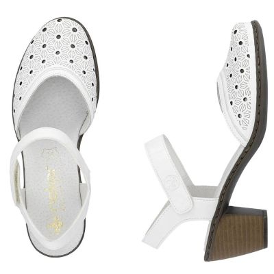 45. Rieker W RKR650 comfortable leather sandals white