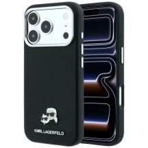Karl Lagerfeld Grained Heads Metal MagSafe Case for iPhone 17 Pro Max / 18 Pro Max - Black