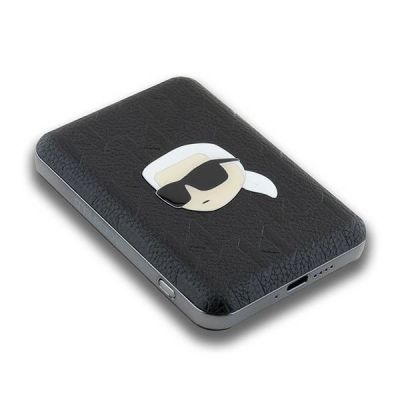 4. Karl Lagerfeld Powerbank inductive KLPB5FPGKSKIHK 16W 5000mAh black/black Karl Head Pin MagSafe