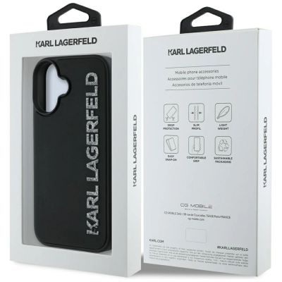 8. Karl Lagerfeld HC 3D Rubber Elongated Glitter iPhone 16 Case - Black