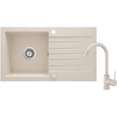 Granite sink with tap, 1-bowl, with drainer ZQZV5113 5907650875499