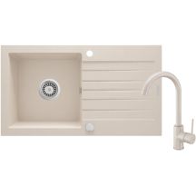 Granite sink with tap, 1-bowl, with drainer ZQZV5113 5907650875499