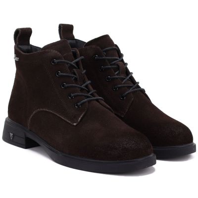 8. Women's leather ankle boots insulated suede brown Vinceza 39953