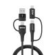 Wozinsky WNBAA 4in1 cable 2x USB-C 1x USB-A 1x Lightning 60W 1 m - black