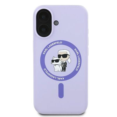 3. Karl Lagerfeld Silicone Karl&Choupette Heads Ring MagSafe Case for iPhone 16 Plus - Purple