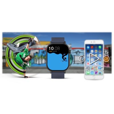 17. Smartwatch Gravity GT15-4 Blue Silicone Strap + Titanium Bracelet