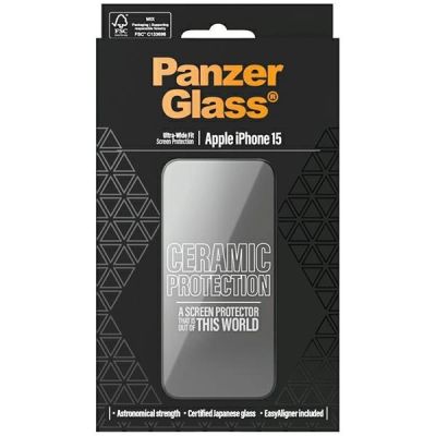 4. PanzerGlass Ceramic Protection ceramic glass for iPhone 15 with positioner