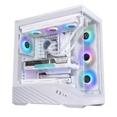 8. Lian Li Vector V100 PC Case, Midi-Tower, ATX, RGB, Tempered Glass - White