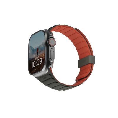 5. UAG Pathfinder - silicone double-sided magnetic strap for Apple Watch series: 1-3, 42mm / series 4-6 & SE 1-2, 44mm / series 7-9, 45mm / series 10, 46mm / Ultra 1-2, 49mm (olive/rust)