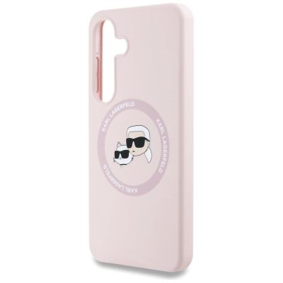 6. Karl Lagerfeld Silicone Double Heads And Circle MagSafe Samsung Galaxy S25 Plus Case Pink