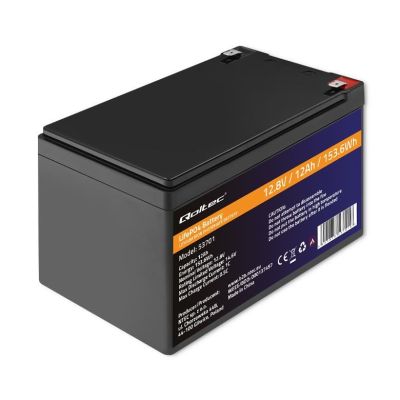 9. Qoltec LiFePO4 Lithium Iron Phosphate Battery 12.8V 12Ah 153.6Wh BMS