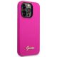 4. Guess Silicone Vintage Gold Logo Case for iPhone 14 Pro - Fuchsia