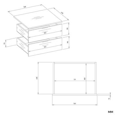 9. OPENO Drawer Module 2SZ with 2 Drawers, WHITE – for Walk-in Closet and Bedroom