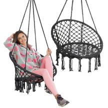 OPENWORK HAMMOCK HANGING CHAIR STORK'S NEST 80x60CM DARK GREY