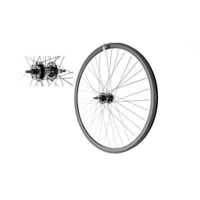 24" Rear Wheel, Freewheel, Cone, Disc Brake, Black Rim / Black Hub
