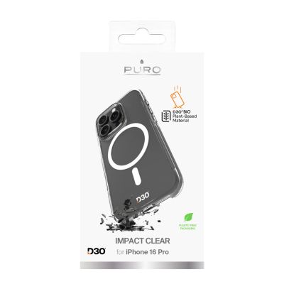 7. Puro Impact Clear D3O MagSafe Silicone Case for iPhone 16 Pro - Transparent