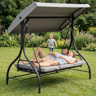 23. NINA GARDEN AND BALCONY SWING 3-SEAT GRAY