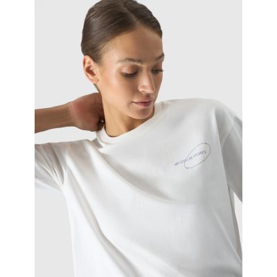 3. Women's oversize printed T-shirt 4F 4FRSS24TTSHF2089-11S