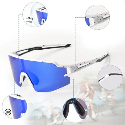 3. Rockbros Polarized Cycling Glasses with UV Protection and Corrective Insert Blue Lenses - White
