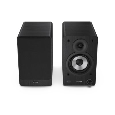4. Sharp Bookshelf Speakers 2-Way Black Wired and Wireless 60W