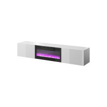 SLIDE 200K TV cabinet with electric fireplace 200x40xH37, all in white gloss