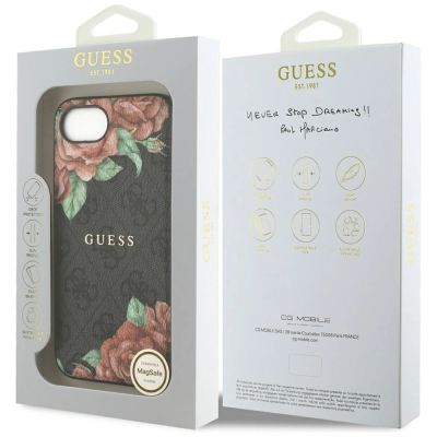 8. Guess 4G Flowers Print MagSafe case for iPhone 16e - black
