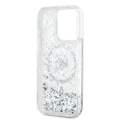 7. Karl Lagerfeld Liquid Glitter Karl Head MagSafe case for iPhone 15 Pro Max - transparent