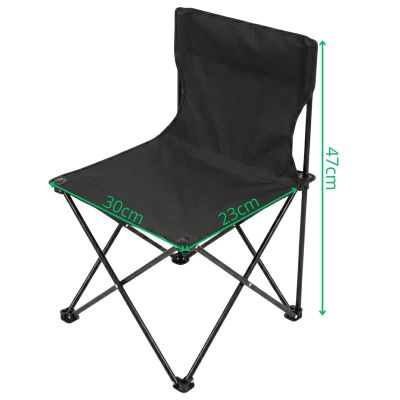 10. Folding Camping Chair, Black, 30 x 30 x 25/47 cm, ENERO CAMP