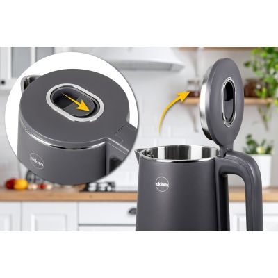 6. ELDOM CORDLESS KETTLE C515S ORRA 1.8L 2000W, GRAY, 5 PROGRAMS 45, 55, 70, 85, 100°C, KEEP TEMPERATURE
