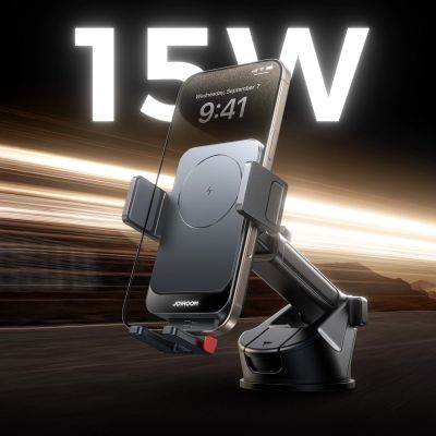 2. Joyroom JR-ZS241S car mount with inductive charger for dashboard - black